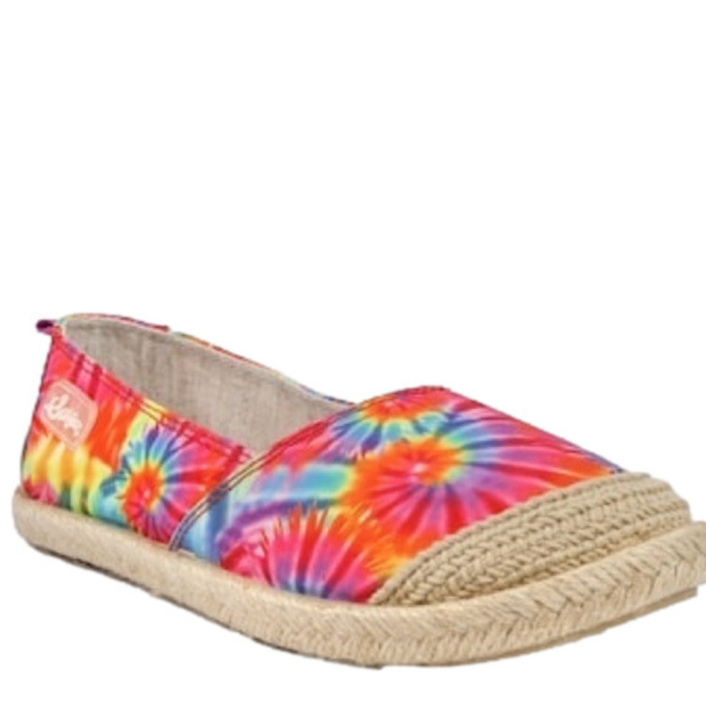 Sugar Womens Evermore Denim Tie Dye Flats Espadrilles NIB